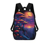 sinyumoney Glowing Forest Mushrooms-3 Backpacks 3D Printed 17inch Kids School Backpack Outdoor Casual Daypack Casual Travel Bags for Middle School Students