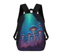 sinyumoney Glowing Forest Mushrooms-3 Rucksack Secondary Causal Travel High School Bags for Men, Women & Teenage Boys 17inch