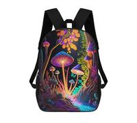 sinyumoney Glowing Forest Mushrooms-5 3D Printed Children's School Backpack for Kids High Capacity Travel Rucksacks Book Bags Kids School Bag Back Pack 17inch