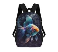 sinyumoney Glowing Galaxy Fish Backpack School Lightweight Airport College Students Back Pack for School/Work/Travel 17inch