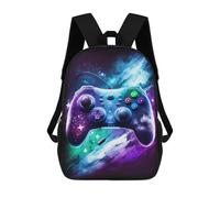 sinyumoney Glowing Galaxy Game Controller Art Print Children's Backpack, 17 Inch 3D Printed School Backpack, Backpack Cartoon Adjustable School Bag for Primary School