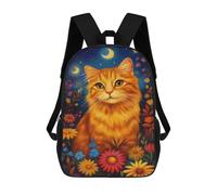 sinyumoney Glowing Garden Cat-2 3D Printed Kids 17inch Backpacks Boys Fashion Travel Backpacks School Bag for Boys Elementary And Middle School Students