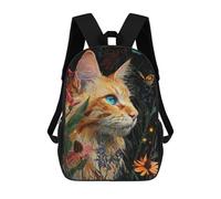 sinyumoney Glowing Garden Cat Backpack School Bag Large School Backpack for Boys - Perfect for Travel, Work And Daily Use 17inch