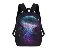 sinyumoney Glowing Jellyfish Art Print-2 Kids Backpack 17 Inch School Bag 3D Printed Cartoon School Backpacks for Boys And Teenager School Students