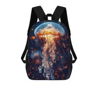 sinyumoney Glowing Jellyfish in Dark Water 3D Printed 17 Inch School Backpack Children's Backpacks 3D Printed Cool Knapsack for Boys Elementary And Middle