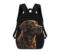 sinyumoney Glowing Labrador Retriever Portrait Kids School Backpack 17 Inch School Bag 3D Printed School Bag for Boys Elementary And Middle School Students