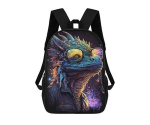 sinyumoney Glowing Lizard with Glasses Art Print Backpack School Work Business College School for Men, Women & Teenage Boys 17inch