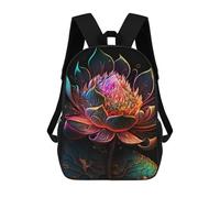 sinyumoney Glowing Lotus Artwork Backpack 3D Print Kids Bag Elementary Students Daypack Lightweight School Bag for Children Girls Boys Nursery Lunch Pack 17inch