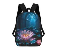 sinyumoney Glowing Lotus in A Tunnel 3D Printed 17inch Kids School Bag Rucksacks Children's School Fashion Casual Back Pack High Capacity Travel Book Bags