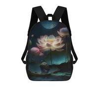 sinyumoney Glowing Lotus Pond Scene-2 School Backpack Water Resistant Travel Backpack Computer Bag for Men, Women & Teenage Boys 17inch