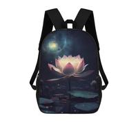 sinyumoney Glowing Lotus Pond Scene Backpack School Bag Lightweight Airport College Students Back Pack for School/Work/Travel 17inch