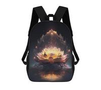 sinyumoney Glowing Lotus Reflection 3D Printed 17inch Kids School Bag Rucksacks Children's School Fashion Casual Back Pack High Capacity Travel Book Bags