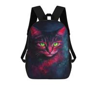 sinyumoney Glowing Neon Cat Art Print-1 School Bags Lightweight Schoolbag Dayback Bookbag College for Boys/Girls/Teenagers 17inch