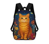 sinyumoney Glowing Night Garden Cat Backpack School Bag Lightweight Airport College Students Back Pack for School/Work/Travel 17inch
