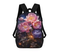 sinyumoney Glowing Peony Bouquet Rucksack School Secondary High School College Backpack Travel for Campus Outdoor Travel Sports 17inch
