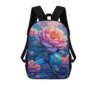sinyumoney Glowing Peony Garden Backpack School Bag High Secondary School Bags Casual Backpack for Teenage Girls Boys Women Men 17inch