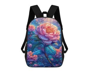 sinyumoney Glowing Peony Garden Backpack School Bag High Secondary School Bags Casual Backpack for Teenage Girls Boys Women Men 17inch