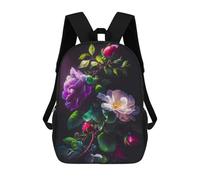 sinyumoney Glowing Rose Bouquet Backpack School Lightweight Airport College Students Back Pack for Girl, Teen Girls 17inch