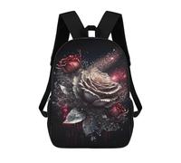sinyumoney Glowing Rose Wall Art Print 3D Printed Kids 17inch Backpacks Boys Fashion Travel Backpacks School Bag for Boys Elementary And Middle School Students