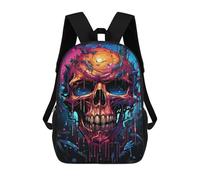 sinyumoney Glowing Skull Artwork-3 School Backpack High Secondary School Bags Casual Backpack for Girl, Teen Girls 17inch