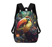 sinyumoney Glowing Toucan Bird Backpacks Kids School Backpack School Bag 3D Printed School Bag for Boys Elementary And Middle School Students 17inch