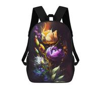 sinyumoney Glowing Tulips Art Print Backpack Kids School Bag Boys Cartoon 3D Print Students Schoolbag Laptop Daypack for Boys Girls 17inch