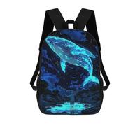 sinyumoney Glowing Whale Above Water, Boy Watching Backpack School Lightweight Casual Daypack School Backpacks for Boys/Girls/Teenagers 17inch