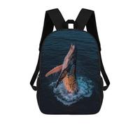 sinyumoney Glowing Whale Breaching Dark Ocean 3D Printed Kids Backpacks Boys Fashion School Bag Travel Backpacks School Bags for Boys Elementary School Students 17inch