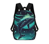 sinyumoney Glowing Whale Cityscape Crown School Backpack School Bags For Girls Boys Backpack With Pocket Fashion School Bag Kids Backpack 17inch
