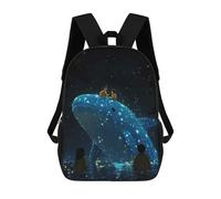 sinyumoney Glowing Whale Night Backpack with Pocket 3D Printed Backpacks, Travel Rucksacks Book Bags Kids School Bag 17inch