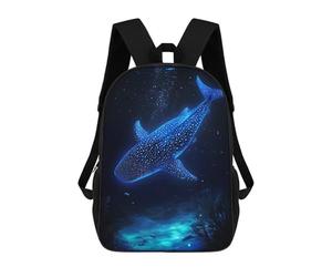 sinyumoney Glowing Whale Shark in Deep Blue Sea Backpack School Secondary Causal Travel High School Bags for Boys/Girls/Teenagers 17inch