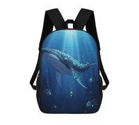 sinyumoney Glowing Whale Underwater Scene Backpacks Kids School Backpack School Bag 3D Printed School Bag for Boys Elementary And Middle School Students 17inch