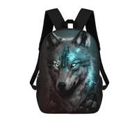 sinyumoney Glowing Wolf Portrait Artwork Children's School Backpack Fashion Casual Children's Backpacks 3D Printed School Bags Boy Large Backpack 17inch