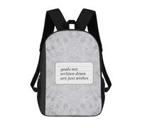 sinyumoney Goals Not Written Down 3D Printed Children's 17 Inch Backpacks 3D Printed Casual School Bag for Boys Elementary And Middle