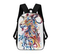 sinyumoney Goat Colorful Pop Art Children's School Backpack Fashion Casual Children's Backpacks 3D Printed School Bags Boy Large Backpack 17inch