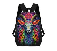 sinyumoney Goat Neon Backpacks Kids School Backpack School Bag 3D Printed School Bag for Boys Elementary And Middle School Students 17inch