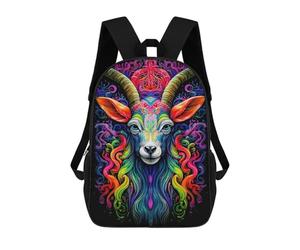 sinyumoney Goat Neon Backpacks Kids School Backpack School Bag 3D Printed School Bag for Boys Elementary And Middle School Students 17inch