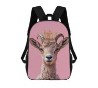 sinyumoney Goat Pastel Crown School Backpack for Girls 17inch Casual Daypack Lightweight Rucksack Boy Girl Backpack for Middle School Students