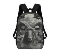 sinyumoney Goat with Raven Moon Backpack School Daypacks Business Backpack Water Resistant Bookbag for Boys/Girls/Teenagers 17inch
