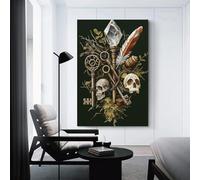 sinyumoney Goblincore Mystical Keys And Skulls Canvas Painting Wall Art For Home Modern Decoration Large Abstract Canvas Wall Art 12x18inch(30x45cm)