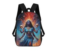 sinyumoney Goddess Kali with Skulls And Flames Children's Backpack, 3D Printed School Backpack, Backpack for Boys Girls, Adjustable School Bag for Primary School 17inch
