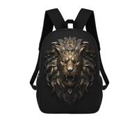 sinyumoney Gold Bronze Lion Emblem Backpack 3D Printed Children's School Backpack for Kids High Capacity Travel Rucksacks Book Bags Kids School Bag Back Pack 17inch