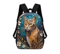 sinyumoney Gold Cat Kintsugi School Bags Lightweight Casual Daypack School Backpacks for School/Work/Travel 17inch