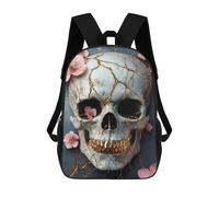 sinyumoney Gold Cracked Skull Decor Children's Backpacks School Backpack 3D Printed for Kids Travel Rucksacks Book Bags Kids 17inch School Bag