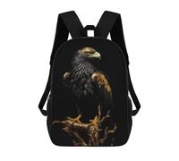 sinyumoney Gold Dark Eagle Children's Backpacks School Backpack 3D Printed for Kids Travel Rucksacks Book Bags Kids 17inch School Bag