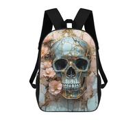 sinyumoney Gold Foil Skull Art Print 3D Printed 17inch Kids School Bag Rucksacks Children's School Fashion Casual Back Pack High Capacity Travel Book Bags
