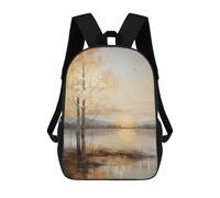 sinyumoney Gold Leaf Lake Sunrise School Backpack Work Business College School for School/Work/Travel 17inch