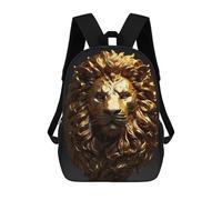 sinyumoney Gold Lion Head Backpack School Work Laptop Backpack Rucksack Bag for Men, Women & Teenage Boys 17inch