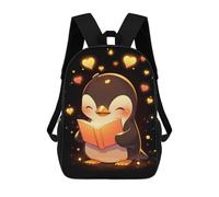 sinyumoney Gold Penguin Book Reader School Backpack Large Water Resistant Laptop Backpack for Girls Boys Teenage 17inch