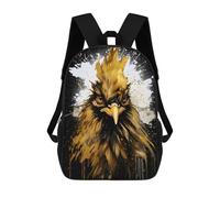 sinyumoney Gold Rooster Painting School Backpack for Girls Backpack Water Repellent Casual Daypack Lightweight Rucksack Boy Girl School Backpack 17inch
